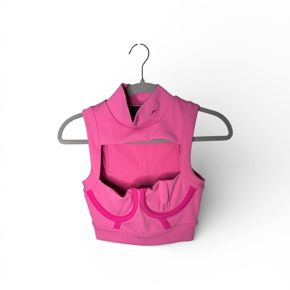 Reebok Tops - Reebok x Cardi B Pink Ribbed Cutout Crop Top Size Small